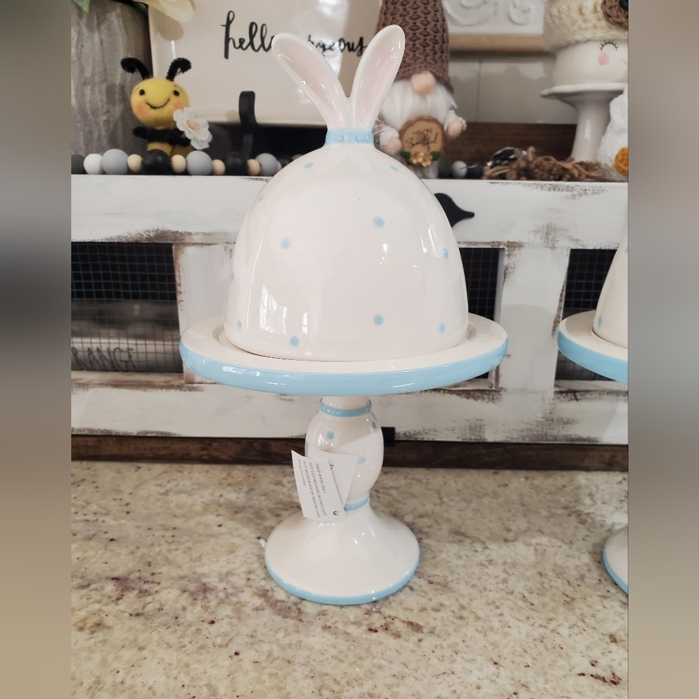 Valerie Parr Hill Dome Pedestal Stand NIB Easter Pastel Blue 1 of 2